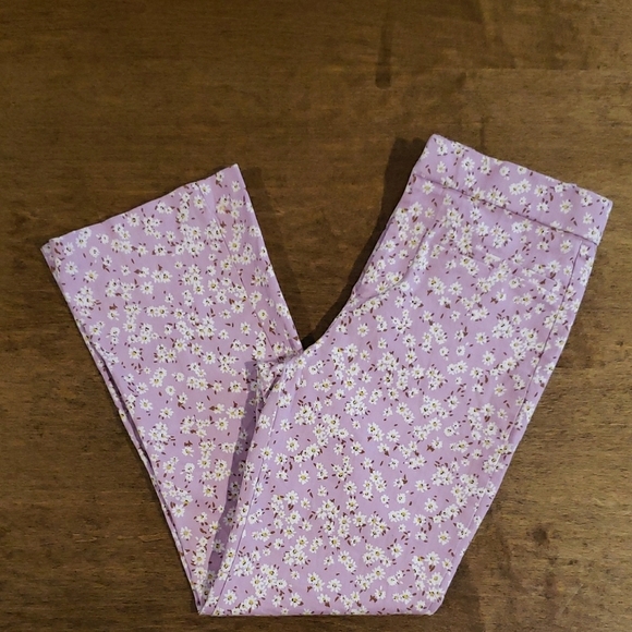Zara Floral Cropped Flare Lavender Pants Small - Picture 1 of 10